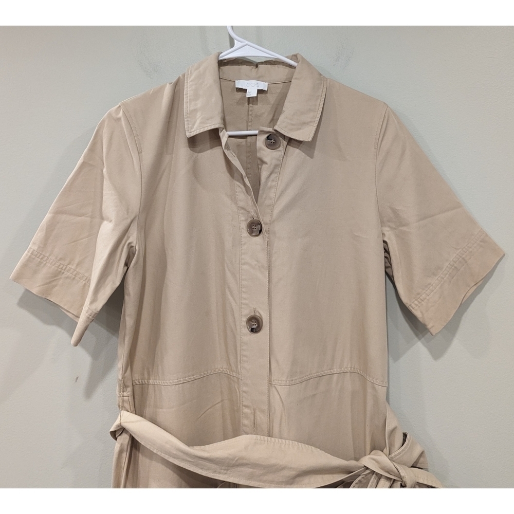 Cos Belted Button Up Camel Utility Jumpsuit Size 2 - image 5